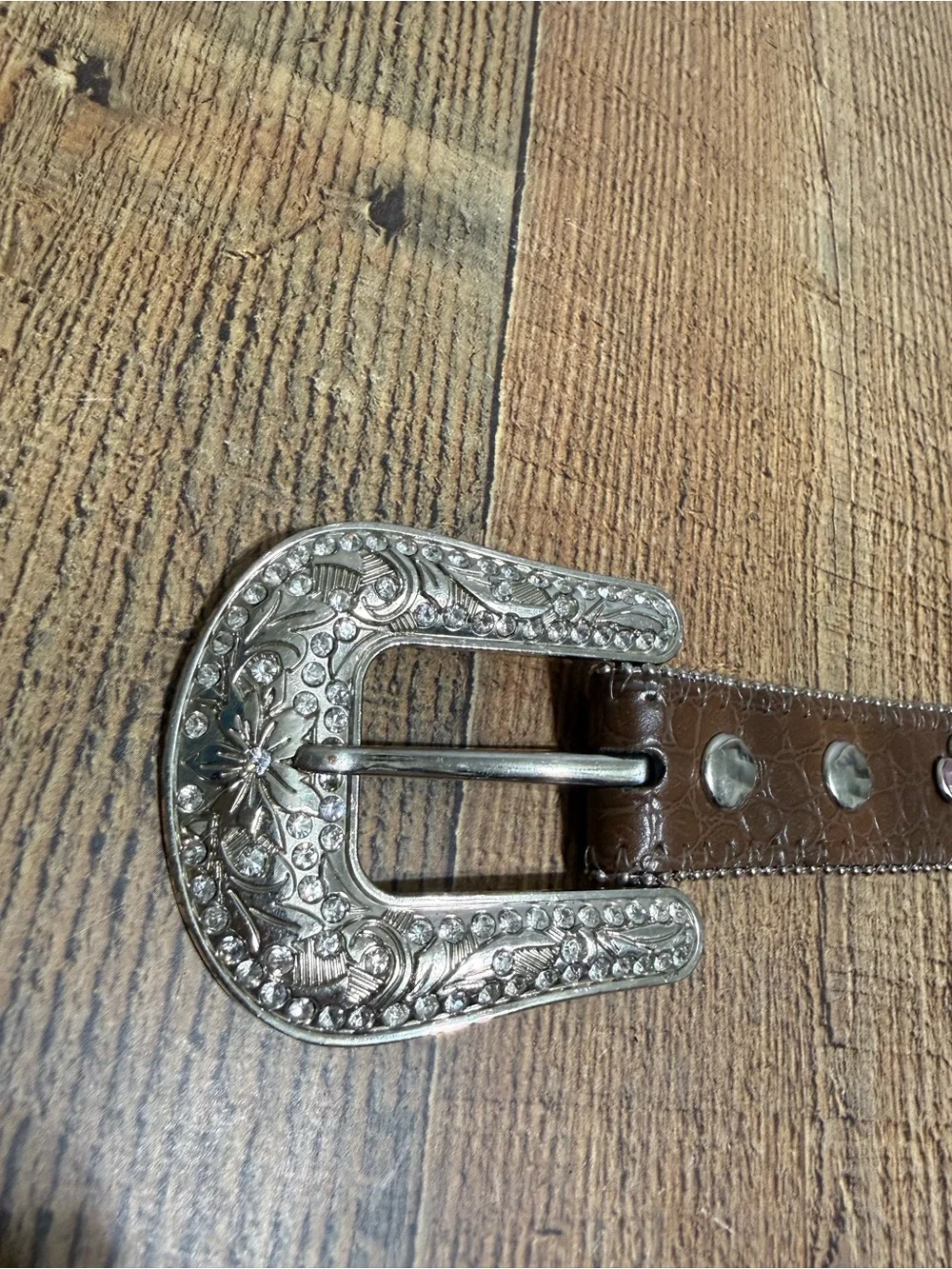 Nocona Girls Pink Heart Concho Belt Brown Rhinestone - N4425202 Size 24 Pre owne